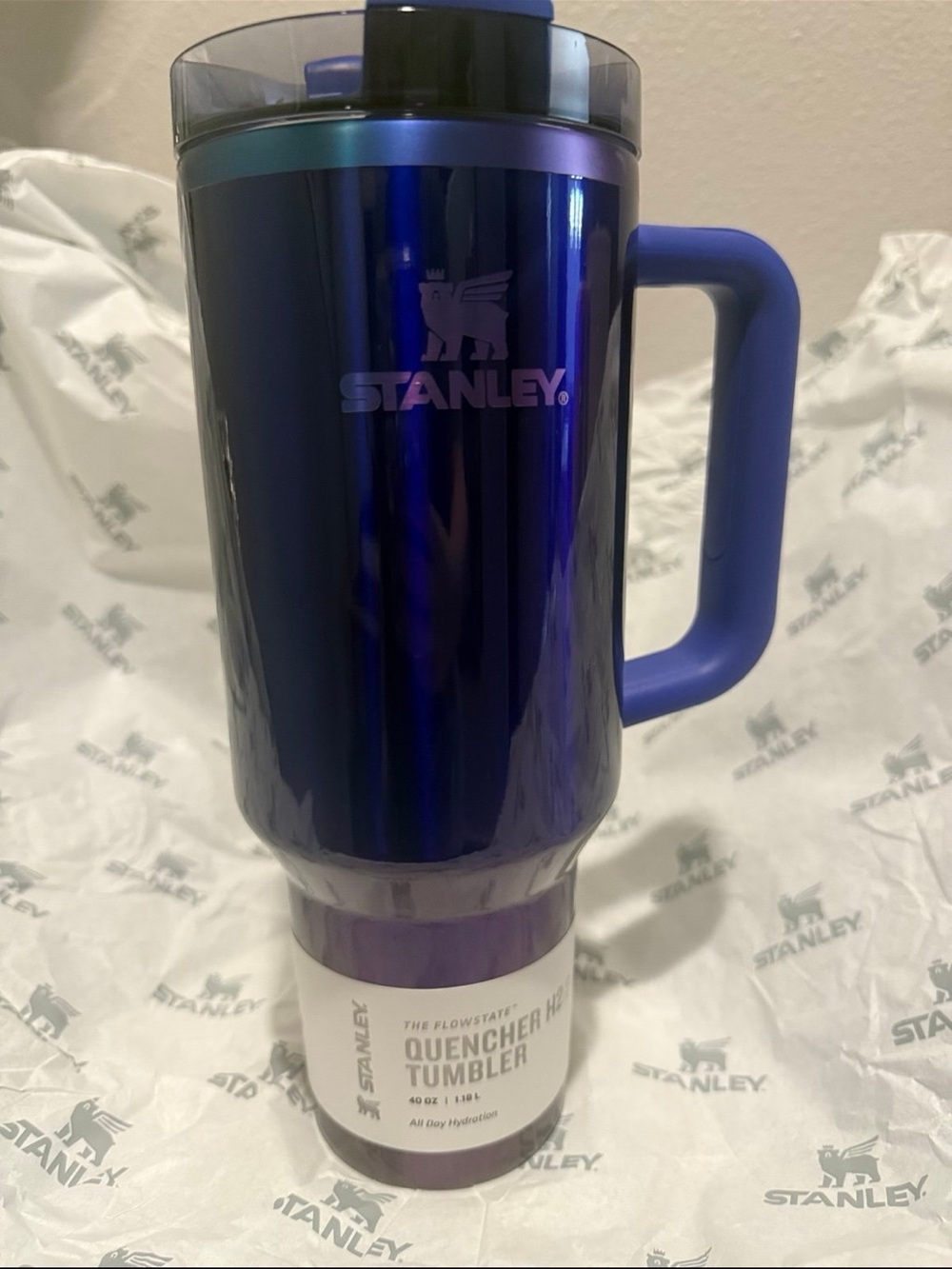 Stanley Metallic Blue Travel Mug with Handle
